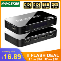 2020 najlepsza 4K przełącznik HDMI 2.0 wsparcie RGB 4:4:4 HDR przełącznik HDMI 4K 60Hz HDMI 2.0 przełącznik pilota IR UHD 4 Port przełącznik HDMI przełącznik 1